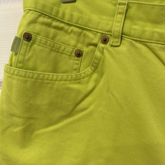 Vtg Lauren Jeans Co Womens Jean Shorts Green 12‎ Neon 90s Mom High Waist Bermuda - Picture 3 of 10